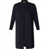 Navy - Vest - Sjaalkraag - Diepe Ronde Hals - Zonder Sluiting