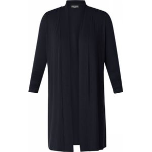 Navy - Vest - Sjaalkraag - Diepe Ronde Hals - Zonder Sluiting