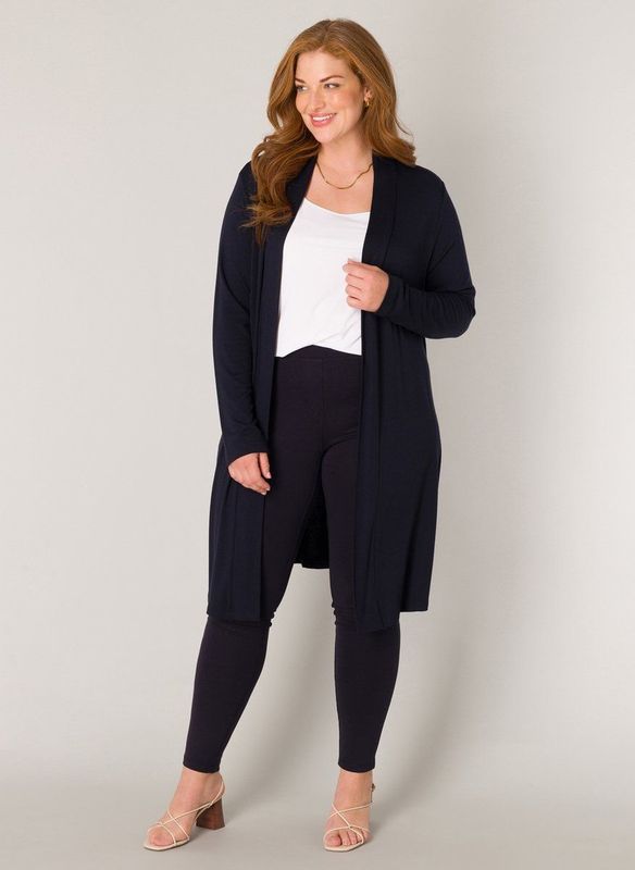 Zwart Vest - Sjaalkraag - Lange Mouwen - Zachte Tricotkwaliteit