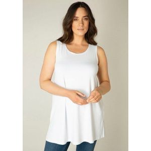 Base Level - Curvy Lang Shirt - Wit - Mouwloos - Aan de Zijkanten Gesplitst