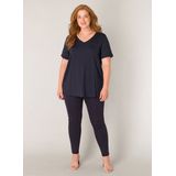 Navy T-shirt - V-hals - Korte Mouwen - Zonder Capuchon