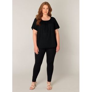 Trui - Black - Aangerimpelde Ronde Hals - Zonder Kraag - Zonder Sluiting