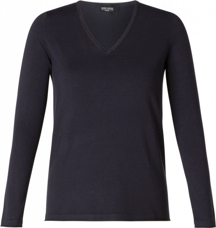 Pullovers - Donkerblauw - V-hals - 80% Viscose, 20% Nylon