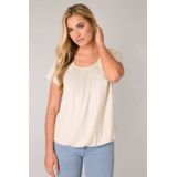 Base Level Basic T-shirt Yona met Plooien Beige
