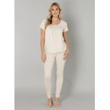 Base Level Basic T-shirt Yona met Plooien Beige