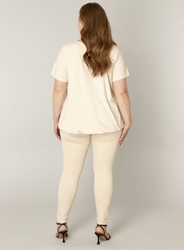 Yoni - Jersey Shirt - Licht Beige - Korte Mouwen