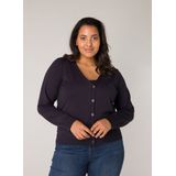 Cardigan - Donkerblauw - V-hals - 5-knoopsmodel - Patches