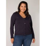 Cardigan - Donkerblauw - V-hals - 5-knoopsmodel - Patches