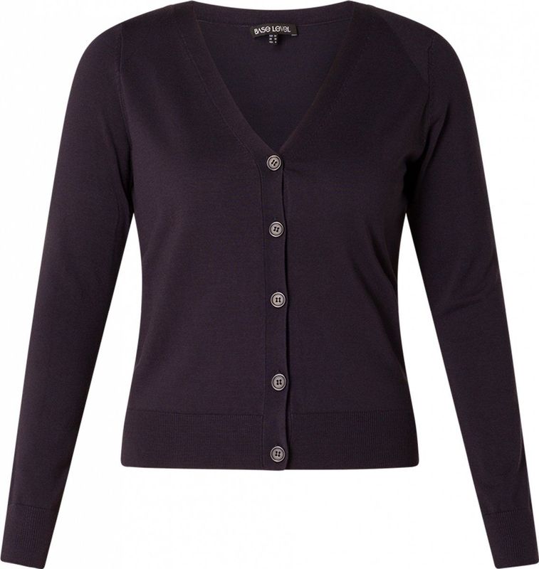 Cardigan - Donkerblauw - V-hals - 5-knoopsmodel - Patches