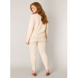 Beige Vest - V-hals - Lange Mouwen - Aansluitend - Knoopsluiting