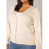 Beige Vest - V-hals - Lange Mouwen - Aansluitend - Knoopsluiting