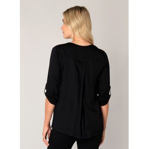 Blouse - Black - V-hals - Halve Armlengte