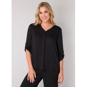 Base Level - Shirtblouse - Donkerblauw - V-hals - Halve Mouwen