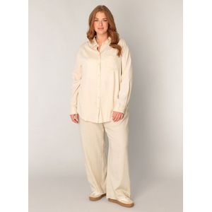 Blouse - Light Beige - Linnen - Knoopsluiting - Zonder Capuchon