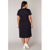 A-lijn Jurk - Donkerblauw - Zonder Kraag - V-hals - Bindceintuur