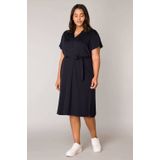A-lijn Jurk - Donkerblauw - Zonder Kraag - V-hals - Bindceintuur