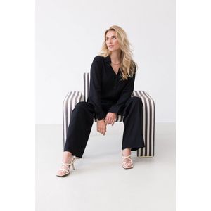 Blouse - Black - Katoen - Regular Fit - Lange Mouwen