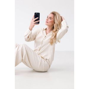 Blouse - Light Beige - Met Applicaties en Borstzak - Regular Fit