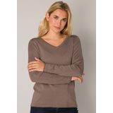Pullover - Dark Taupe - 80% Viscose 20% Nylon - Lange Mouwen - V-hals