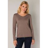 Pullover - Dark Taupe - 80% Viscose 20% Nylon - Lange Mouwen - V-hals