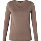 Pullover - Dark Taupe - 80% Viscose 20% Nylon - Lange Mouwen - V-hals