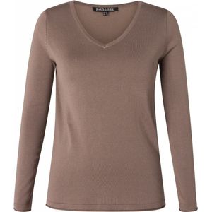 Base Level - Pullovers - Dark Taupe - Trui met V-hals - Lange Mouwen - Regular Fit