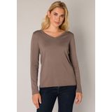 Pullover - Dark Taupe - 80% Viscose 20% Nylon - Lange Mouwen - V-hals