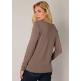 Pullover - Dark Taupe - 80% Viscose 20% Nylon - Lange Mouwen - V-hals
