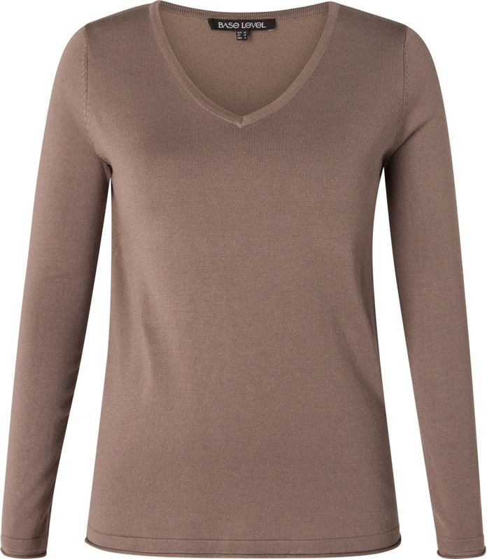 Pullover - Dark Taupe - 80% Viscose 20% Nylon - Lange Mouwen - V-hals
