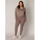 Pullover - Dark Taupe - 80% Viscose 20% Nylon - Lange Mouwen - V-hals