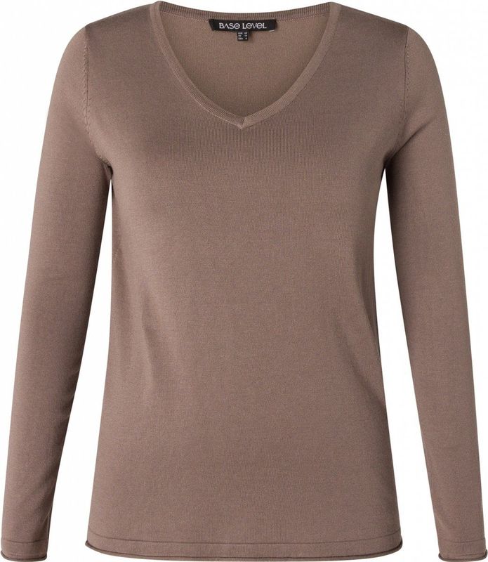 Base Level Curvy Fijngebreide Trui Anine Taupe