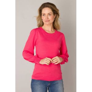 ES&SY - Fijngebreide Trui - Koraalrood - Dames - Ronde Hals - Pofmouwen