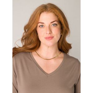 Base Level - Curvy T-shirt - Dark taupe - V-hals