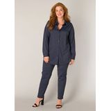 Blouse - Donkerblauw - Stretch - Knoopsluiting - Overhemdkraag