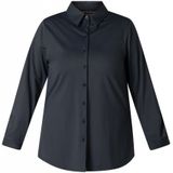 Blouse - Donkerblauw - Stretch - Knoopsluiting - Overhemdkraag