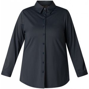 Blouse - Donkerblauw - Stretch - Knoopsluiting - Overhemdkraag