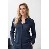 Blouse - Donkerblauw - Stretch - Knoopsluiting