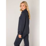 Blouse - Donkerblauw - Stretch - Knoopsluiting