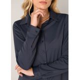 Blouse - Donkerblauw - Stretch - Knoopsluiting