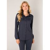 Blouse - Donkerblauw - Stretch - Knoopsluiting