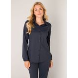 Blouse - Donkerblauw - Stretch - Knoopsluiting