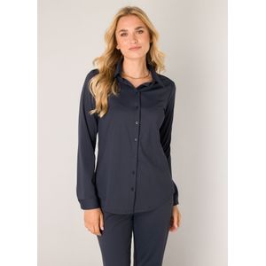 Blouse - Donkerblauw - Stretch - Knoopsluiting