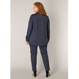 Base Level Curvy Blouse Blauw - Effen - Kraag Halslijn