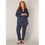 Base Level Curvy Blouse Blauw - Effen - Kraag Halslijn