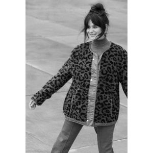 YEST - Zinaida - Winterjas - Warm Taupe - Reversible met Animalprint