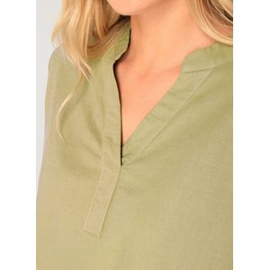 Base Level - Tuniekjurk - Soft Army - Linnen - Serafino Hals - Halve Mouwen