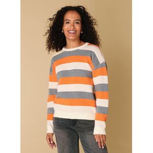 IVY BEAU - Rika - Trui - Grijs - Oranje - Sand