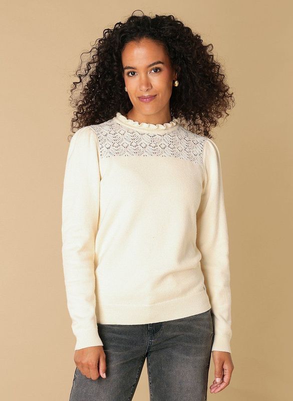 IVY BEAU - Rose Tops - Cream - Trui - Viscoseblend - Turtle Hals