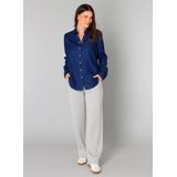 Yest - Denim Blouse - Donkerblauw - Lange Mouwen - Klassieke Kraag