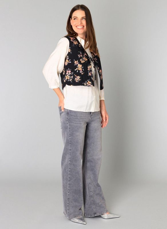 Yest - Blouse - Ecru - Driekwart Pofmouwen - Knoopsluiting